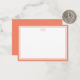 Elegante minimalistische Monogramm-Orange-Doppelra Mitteilungskarte