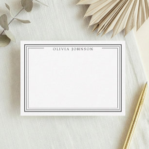 Elegante minimalistische Monogramm-Schwarz-Weiß-Ra Mitteilungskarte