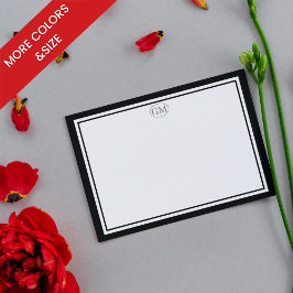 Elegante minimalistische Monogramm Schwarz Zwei Ra Mitteilungskarte