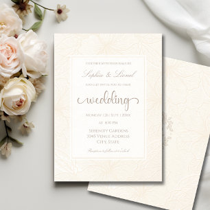 Elegante Minimalistische Monotone Blumenhochzeit Einladung