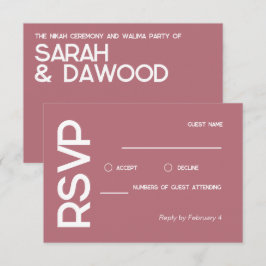 Elegante Minimalistische muslimische Rose Gold Wed RSVP Karte