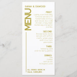 Elegante Minimalistische muslimische Weißbrassehei Menükarte