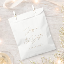 Elegante Minimalistische Namen Date Script Gold Ho Geschenktütchen