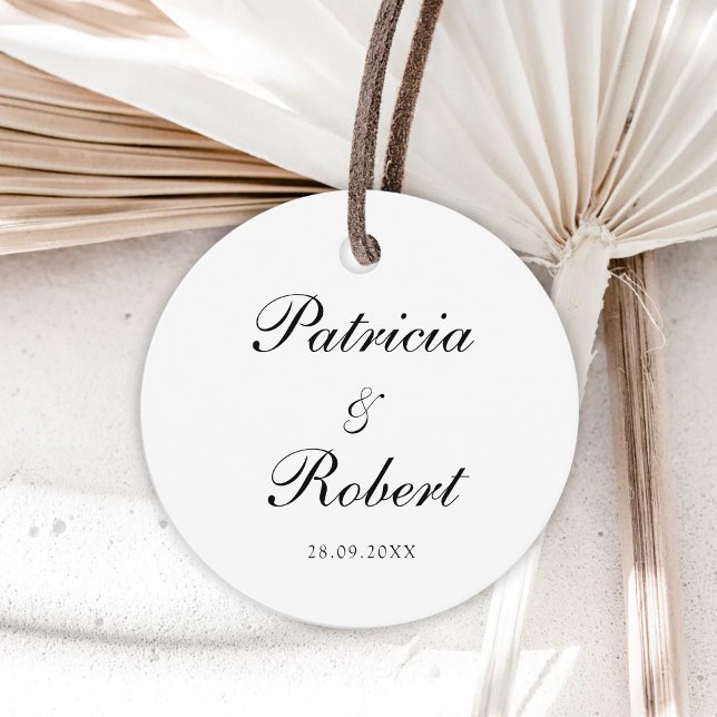 Elegante Minimalistische Namen Datum Schwarze Skri Geschenkanhänger (Von Creator hochgeladen)