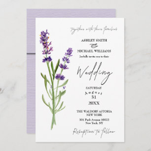 Elegante Minimalistische New Fashion Lavender Wedd Einladung