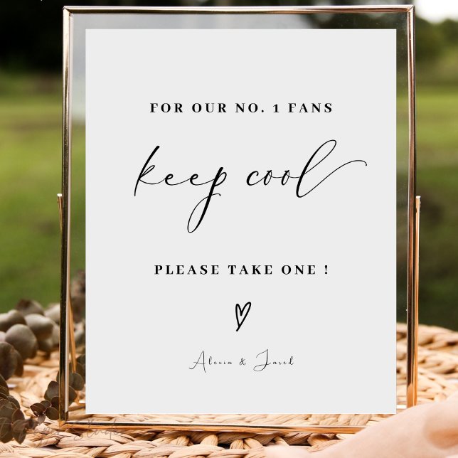 Elegante Minimalistische Nummer Eins-Fans Hochzeit Sockelschild (Von Creator hochgeladen)