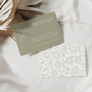 Elegante Minimalistische Olive & Ivory Detailkarte RSVP Karte