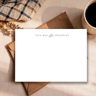 Elegante minimalistische Paar Namen Schwarz & Weiß Mitteilungskarte