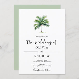 Elegante Minimalistische Palm Tree Wedding Einladung