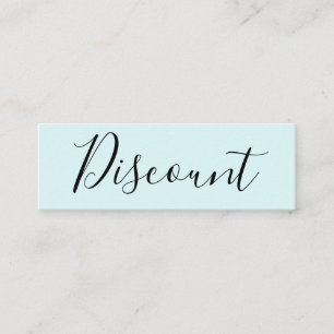 Elegante minimalistische pastellblaue Discount-Kar Mini Visitenkarte