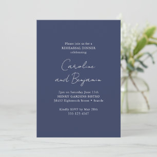 Elegante Minimalistische Probe Abendessen Navy Blu Einladung