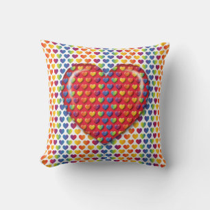 Elegante Minimalistische Rainbow Hearts Kissen