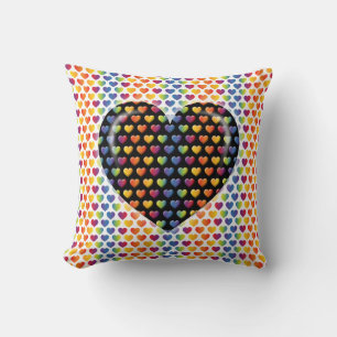 Elegante Minimalistische Rainbow Hearts Kissen