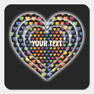 Elegante Minimalistische Rainbow Hearts Quadratischer Aufkleber