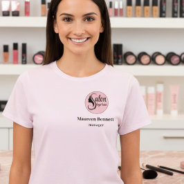 Elegante Minimalistische Rosa Make-up-Unternehmens T-Shirt