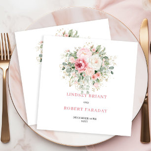 Elegante Minimalistische Rosa Rosen Hochzeitsservi Serviette