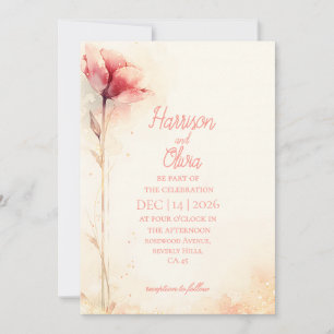 Elegante minimalistische rosa Tulpen-Aquarell-Hoch Einladung
