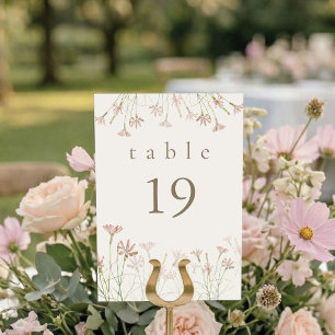 Elegante Minimalistische Rosa Wildblumen-Hochzeit Tischnummer