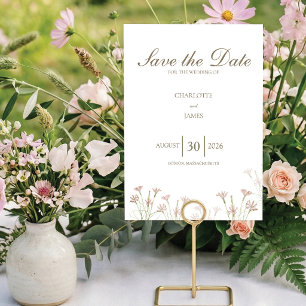 Elegante minimalistische rosafarbene Wildblumen-Ho Save The Date