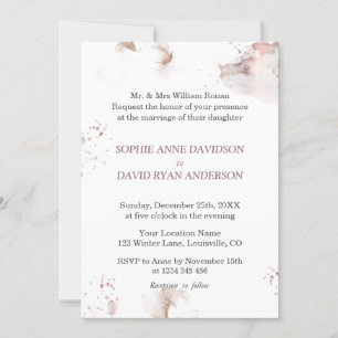 Elegante Minimalistische Rose Gold Washes Wedding Einladung
