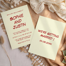 Elegante minimalistische rote Schrift Hochzeit