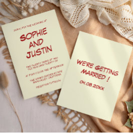 Elegante minimalistische rote Schrift Hochzeit Einladung