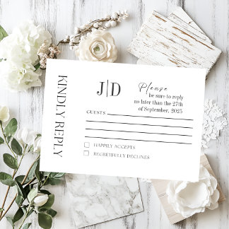 Elegante Minimalistische RSVP-Karte | Modern und S RSVP Karte