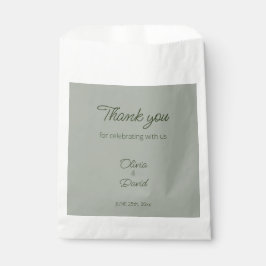 Elegante Minimalistische Salbei-Grüne Hochzeit Geschenktütchen
