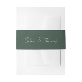 Elegante Minimalistische Salbeigrüne Hochzeit Einladungsbanderole