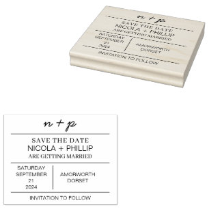 Elegante Minimalistische Save the Date Hochzeits-B Gummistempel