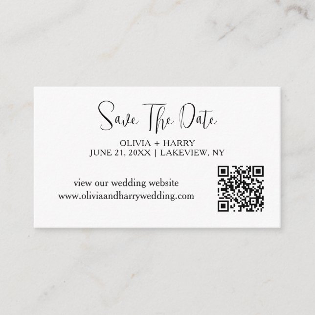 Elegante Minimalistische Save the Date-Karte | QR- Begleitkarte (Vorderseite)