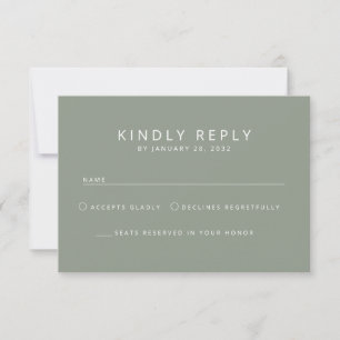 Elegante, minimalistische, schlichte Hochzeit aus  RSVP Karte