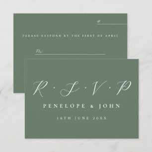 Elegante Minimalistische Schrift Grüne Namen Datum RSVP Karte