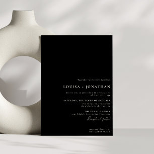 Elegante Minimalistische Schwarz-Formschrift-Hochz Einladung