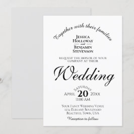 Elegante Minimalistische Schwarz-Weiß-Hochzeit Einladung