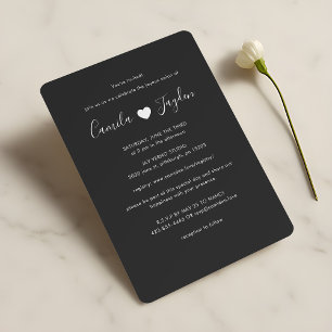 Elegante Minimalistische Schwarz-Weiß-Hochzeit Einladung