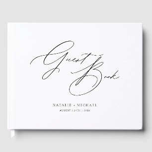 Elegante Minimalistische Schwarz-Weiß-Hochzeit Gästebuch