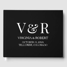 Elegante Minimalistische Schwarz-Weiß-Hochzeit Gästebuch