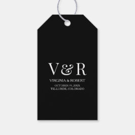 Elegante Minimalistische Schwarz-Weiß-Hochzeit Geschenkanhänger