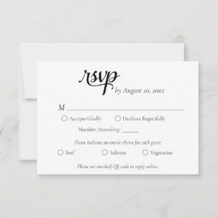 Elegante Minimalistische Schwarz-Weiß-Hochzeit RSVP Karte