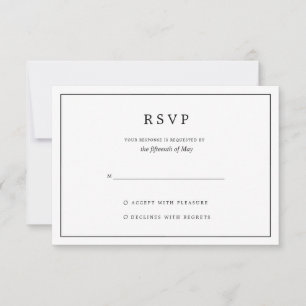 Elegante Minimalistische Schwarz-Weiß-Hochzeit RSVP Karte