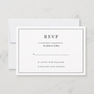 Elegante Minimalistische Schwarz-Weiß-Hochzeit RSVP Karte