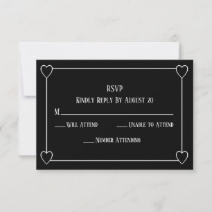 Elegante Minimalistische Schwarz-Weiß-Hochzeit RSVP Karte