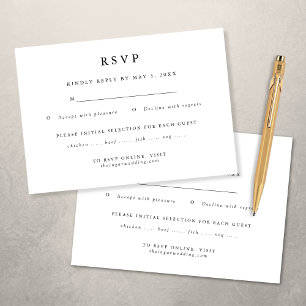 Elegante Minimalistische Schwarz-Weiß-Hochzeit RSVP Karte
