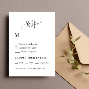 Elegante Minimalistische Schwarz-Weiß-Hochzeit RSVP Karte