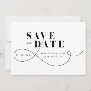 Elegante Minimalistische Schwarz-Weiß-Hochzeit Save The Date