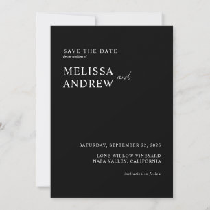 Elegante Minimalistische Schwarz-Weiß-Hochzeit Save The Date