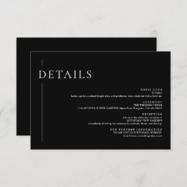 Elegante Minimalistische Schwarz-Weiß-Hochzeitsdet Begleitkarte