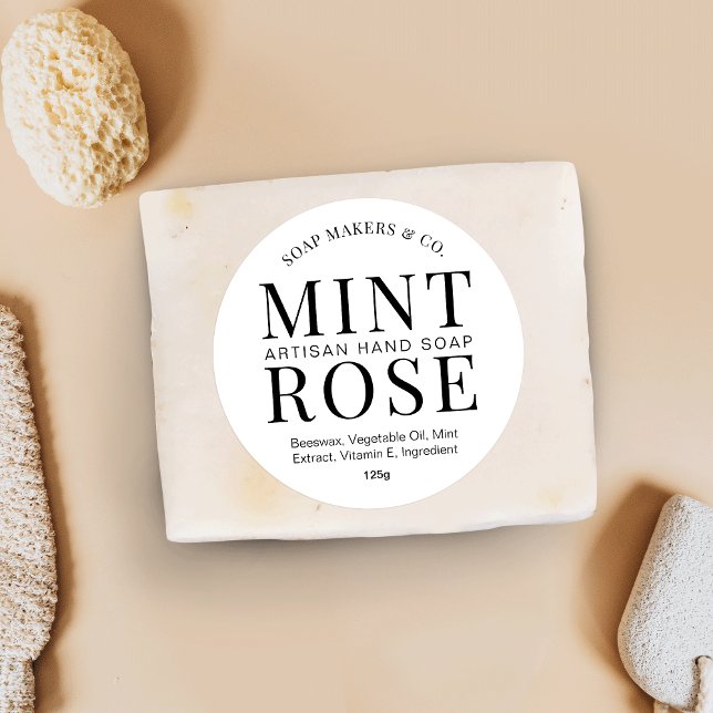 Elegante Minimalistische Schwarz-weiß Soap Bar Pac Runder Aufkleber (Von Creator hochgeladen)