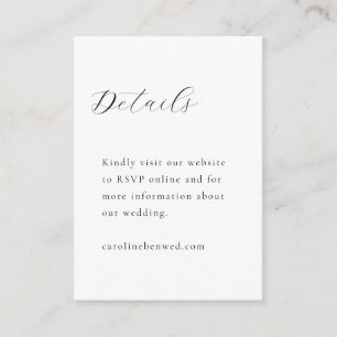 Elegante Minimalistische Schwarz-weiße Hochzeit Begleitkarte